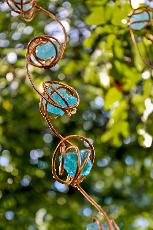 Rain Chain With Copper Wire and Glass Chunks