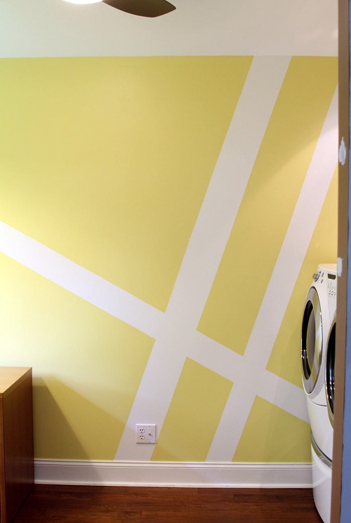 Geometric Wall Mural Laundry Room Makeover