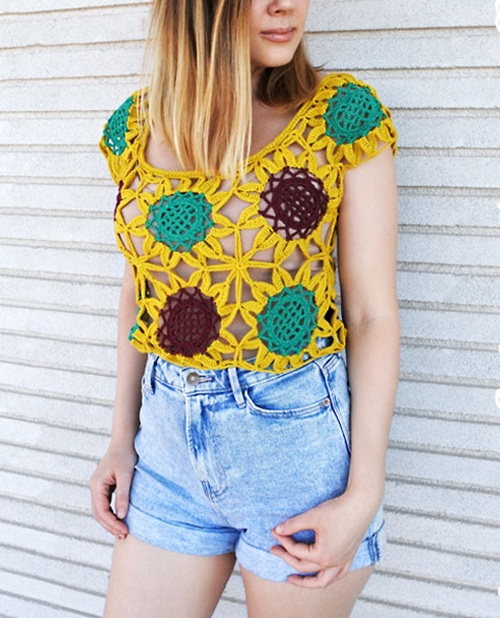 Crochet Floral Top