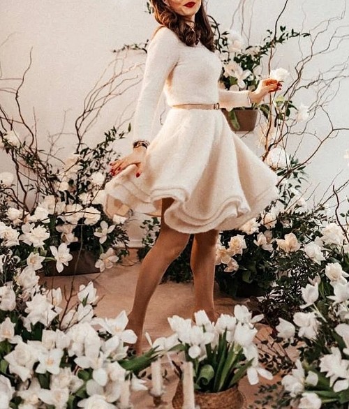 Knitted Vintage Style Winter Wedding Dress