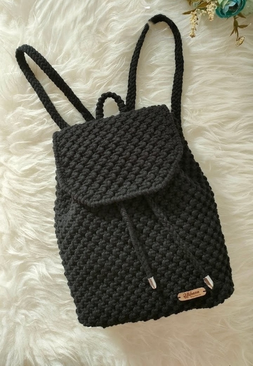 Black Macrame Backpack for Beginners