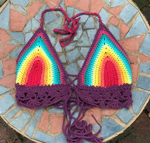 Rainbow Crochet Bikini Top
