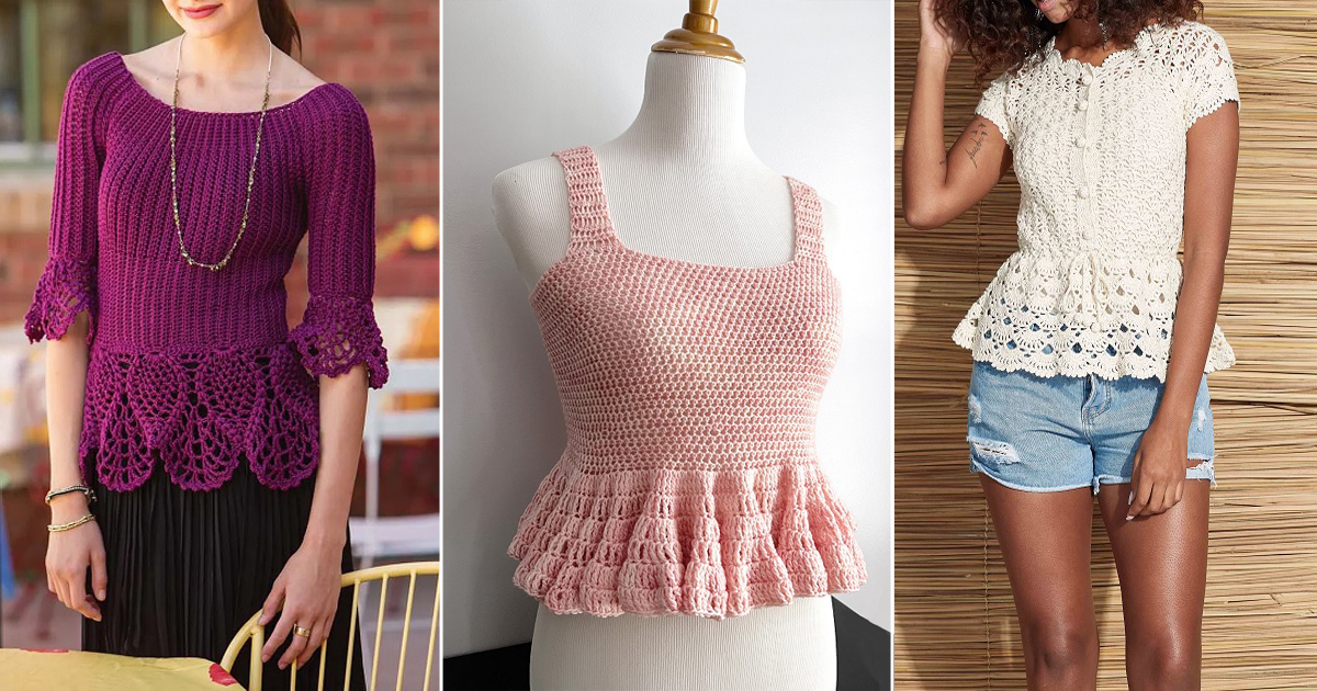 S/S Crochet Peplum Top main image 0