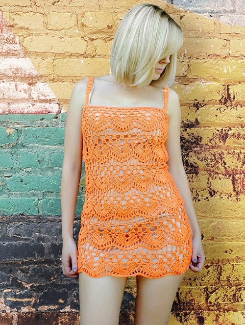 Crochet Tunic Square Neck Dress
