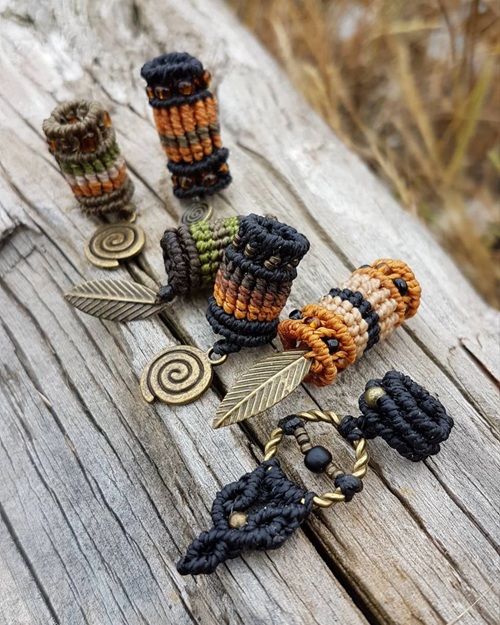 Macrame dreadlock beads