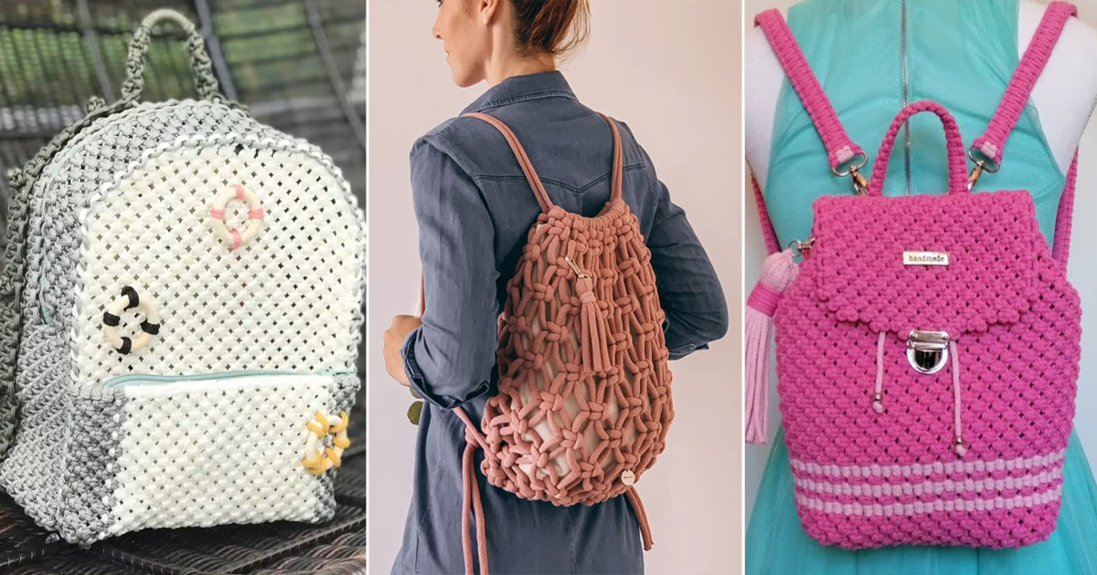 8 Macrame Backpack Free Patterns - Hello Lidy