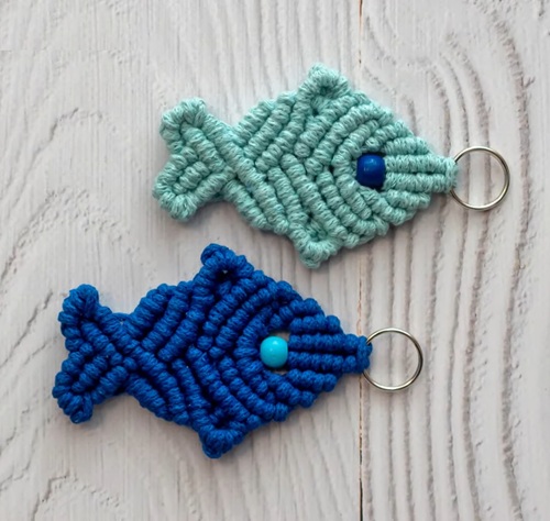 Macrame Fish Keychain