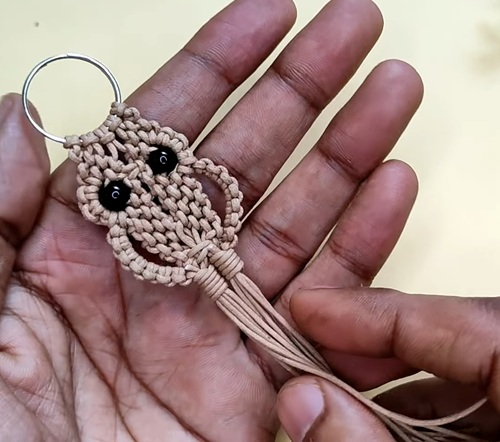 DIY Handmade Macrame Owl keychain