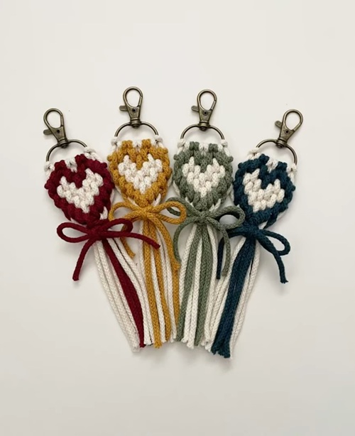Macrame Heart Keychain