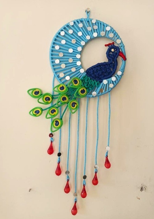 macrame peacock wall hanging