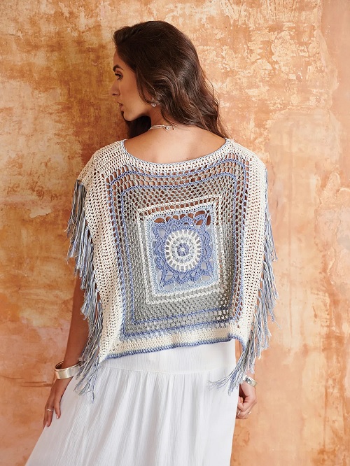 granny square crochet fringe top pattern
