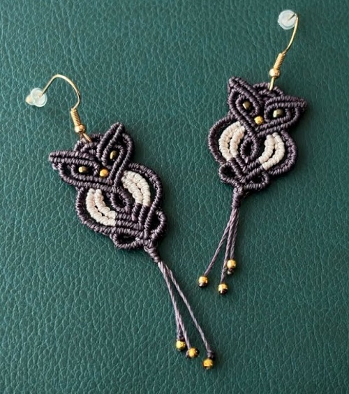 macrame owl earrings