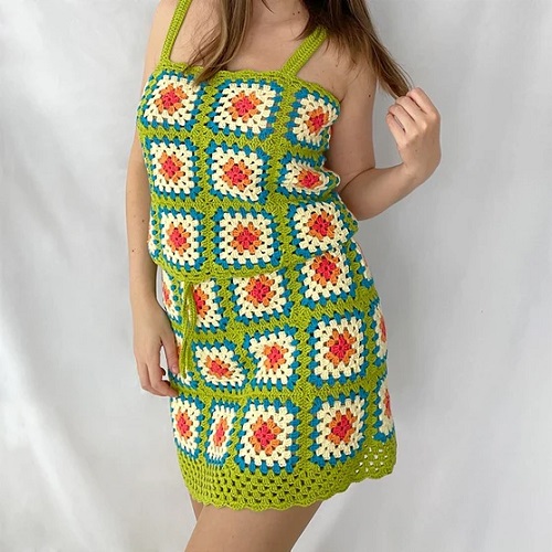 Crochet Square Neck Dress Free Patterns 2