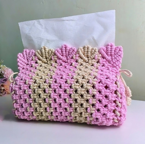 Colorful Macrame Tissue Box Cover