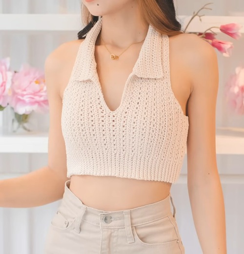 Crochet Collar Halter Top Tutorial