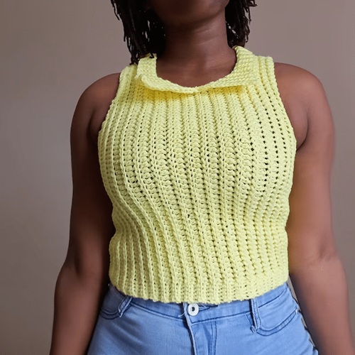 EASY CROCHET COLLAR TOP FREE PATTERN + TUTORIAL