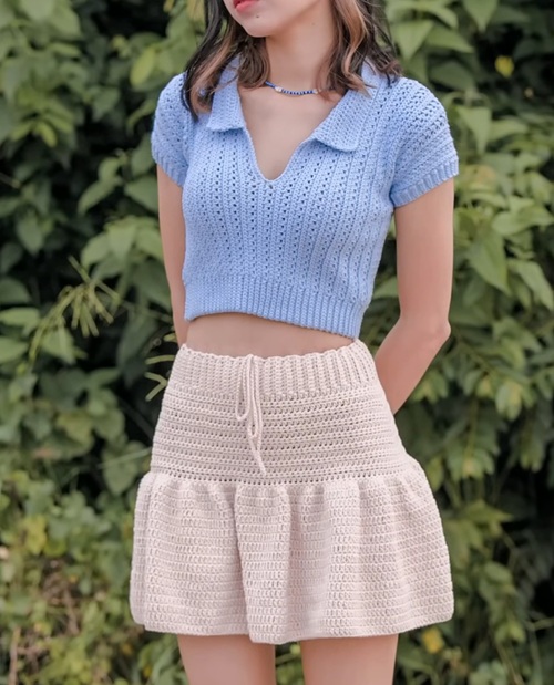 Crochet Ribbed Collar Top Tutorial