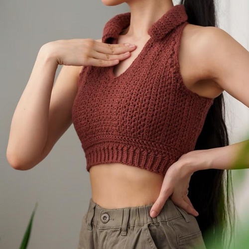 Crochet Collared Crop Top Pattern