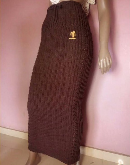Crochet Ribbed Pencil Skirt
