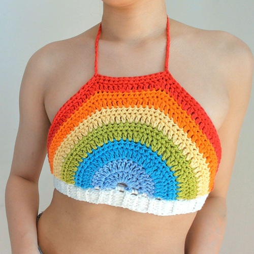 Crochet Rainbow Halter Top