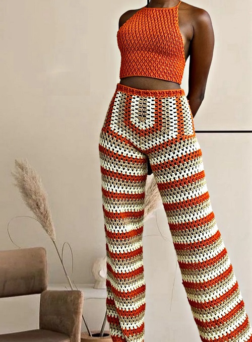 Granny Stripes Pants With Top