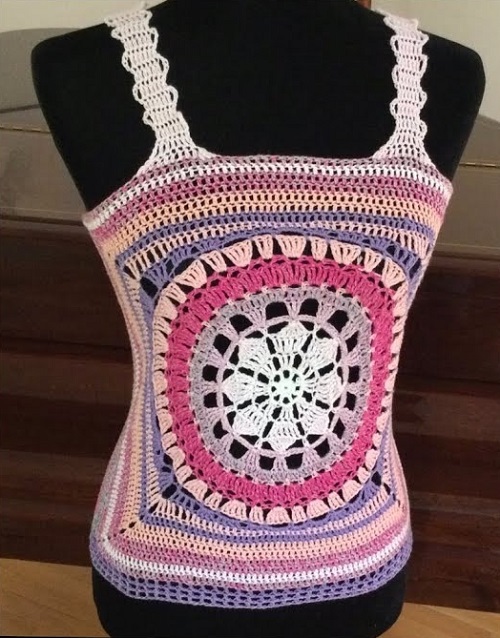 Crochet Summer Top with 2 Squares