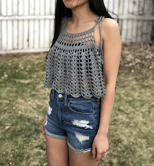 Lace shell tank top