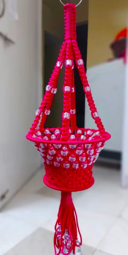 Macrame Beaded Fruit Storage Basket