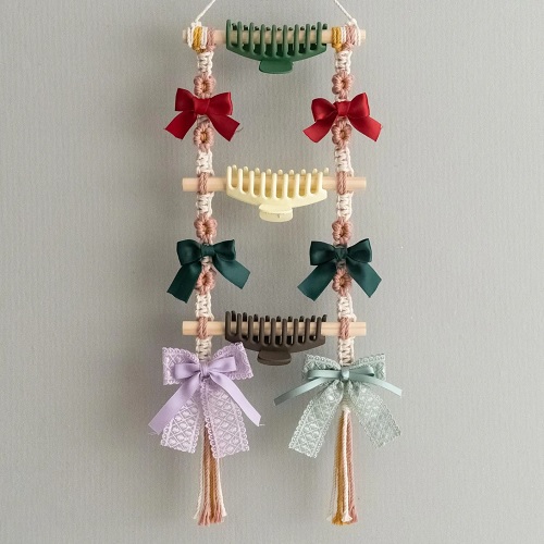 Macrame Hair Clip Holder