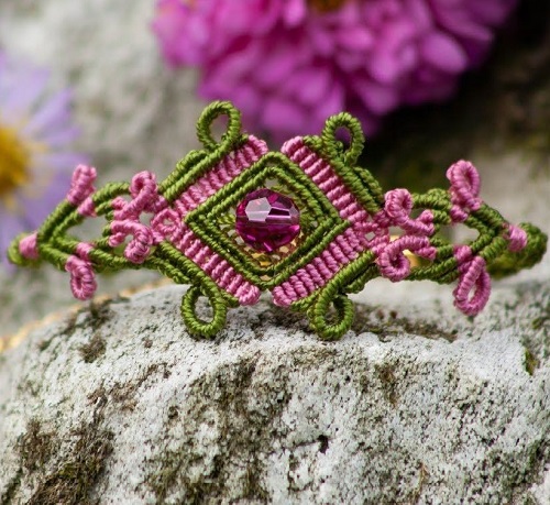 crystal beaded macrame bracelet