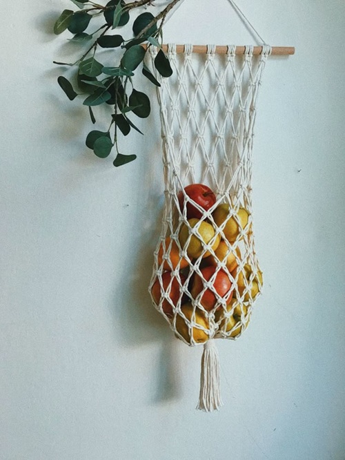 DIY macrame storage basket wall hanging tutorial