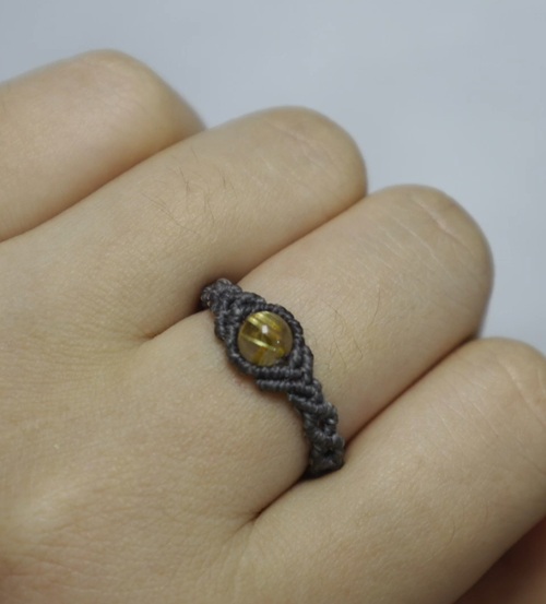 Macrame ring with stone, easy macrame tutorial with crystal bead for beginner
