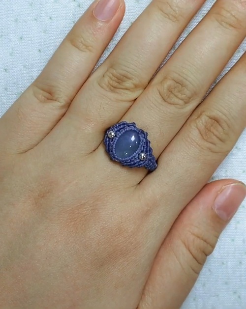 Crystal ring with aquamarine stone