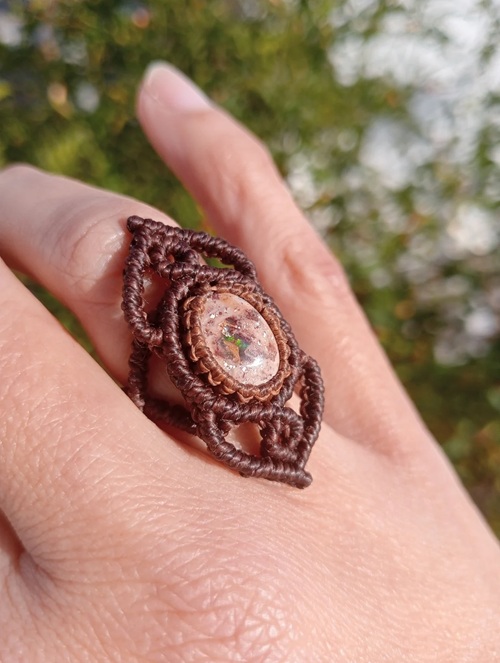 Macramé Rings with Natural Stones, Macramé Ring