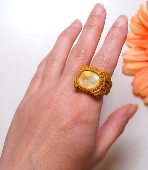 Macrame Stone Ring Free patterns