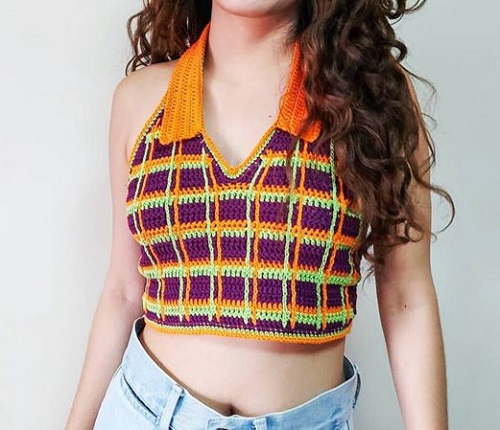 Myrtle Plaid Collar Top