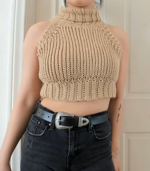 Cropped Turtleneck Top