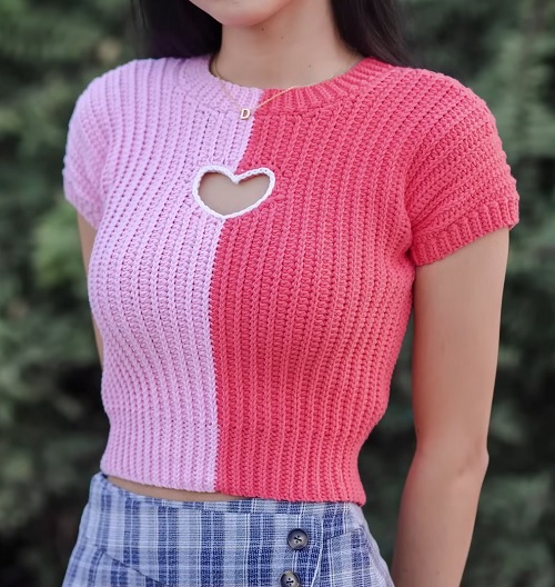 Crochet Heart Cut Out Top