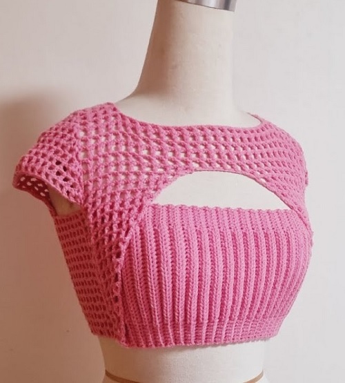 Crochet Cut Out Front Crop Top