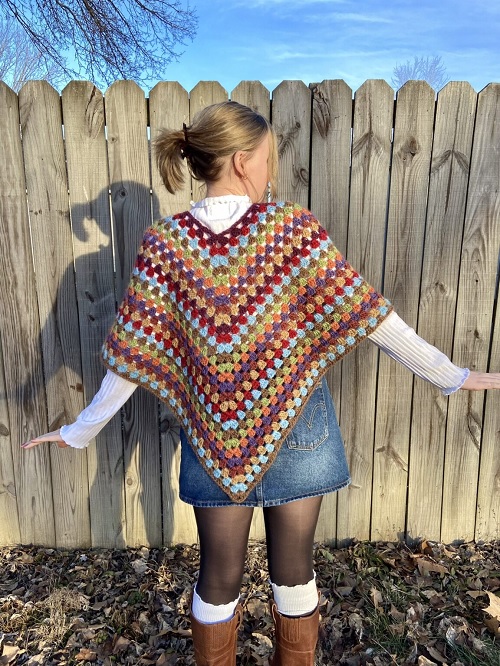 Crochet Granny Stripe Poncho