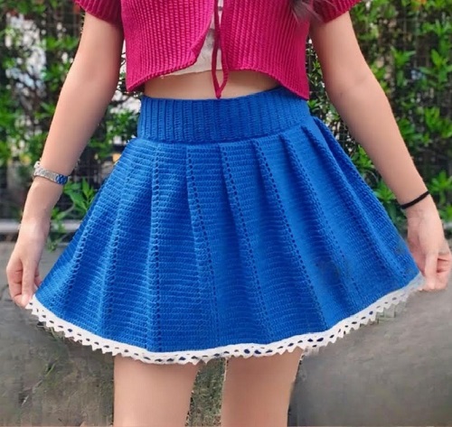 crochet pleated skirt