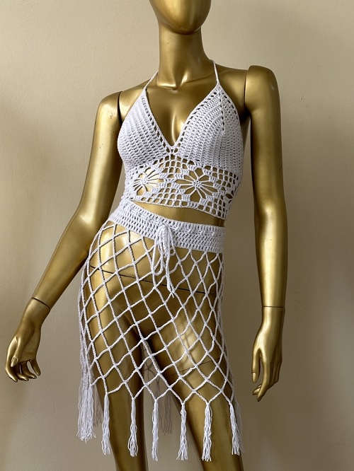Crochet flower bralette top