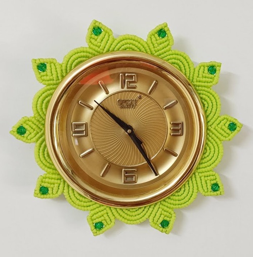 green Macrame Wall Clock Free Patterns