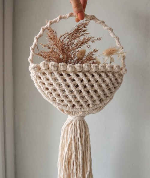 macrame flat basket