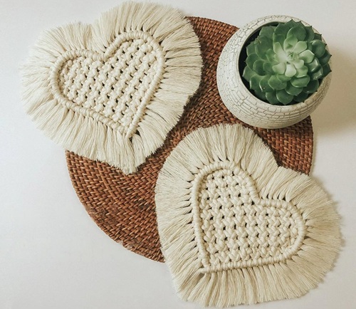 heart Macrame Coasters Free Patterns