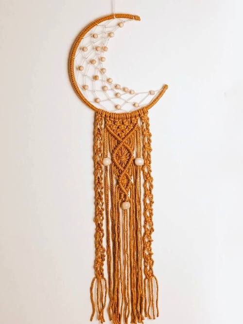 Beaded Macramé Moon Dreamcatcher