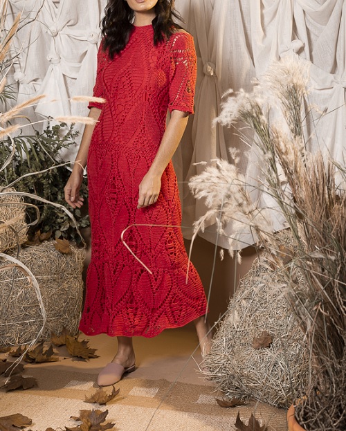 crochet red dress