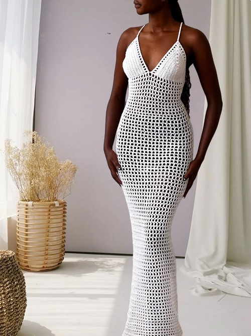 crochet mesh gown