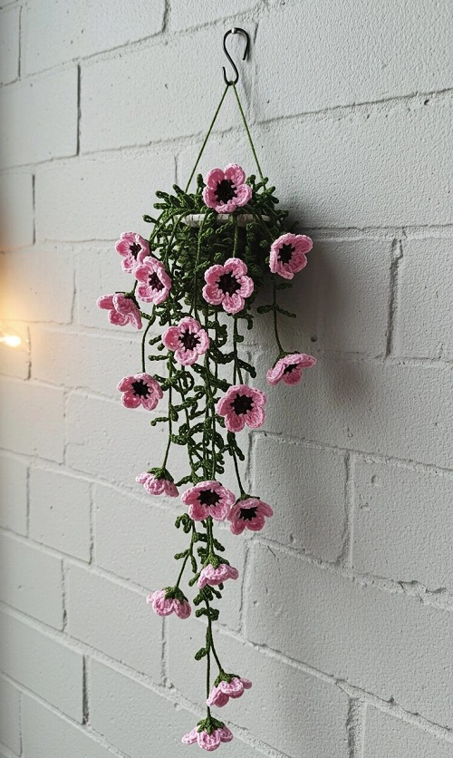 pink flower wall hanging pot