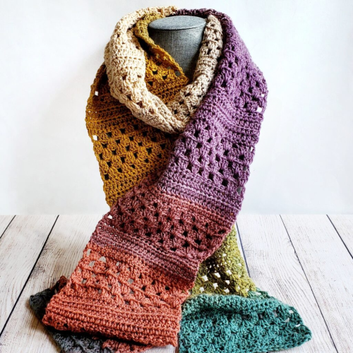 One Skein Granny Rows Scarf